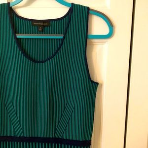 Banana Republic Small Striped Navy & Green Dress